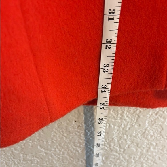 Red and Cream Pea Coat with Tailored Silhouette - Picture 7 of 8